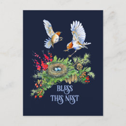 Woodland Treasures Bless This Nest Housewarming Postcard