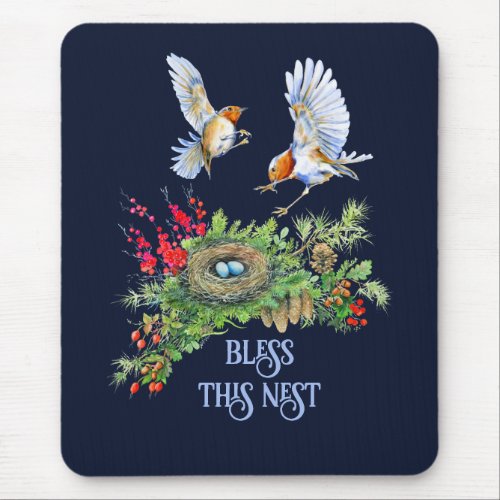 Woodland Treasures Bless This Nest Mouse Pad