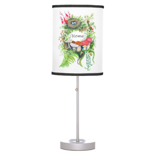 Woodland Treasures Botanical Watercolor Wreath Table Lamp