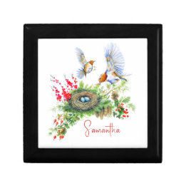 Woodland Treasures Robin Bird Nest Personalized Gift Box