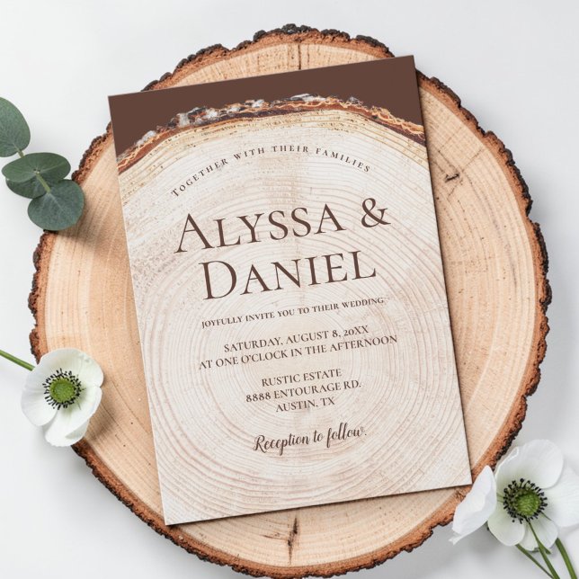 Woodland Tree bark ring Rustic Wedding  Invitation (Creator Uploaded)