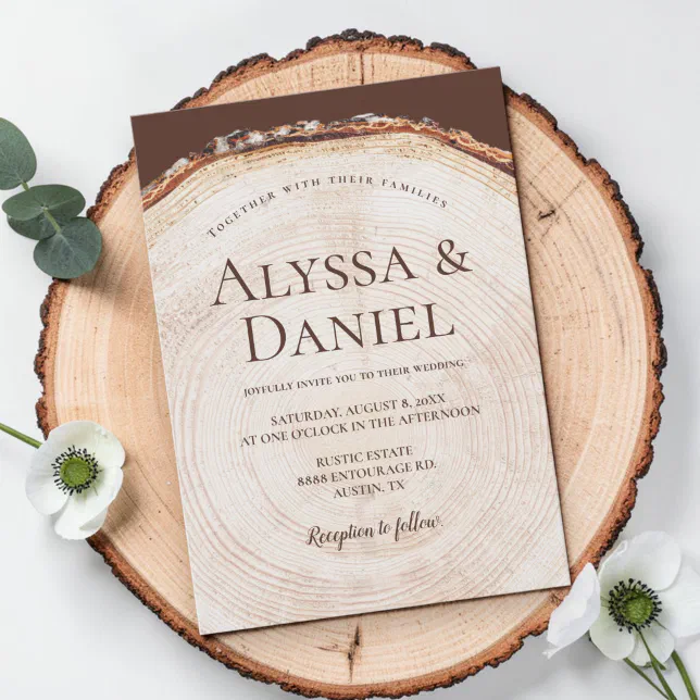 Woodland Tree bark ring Rustic Wedding Invitation | Zazzle