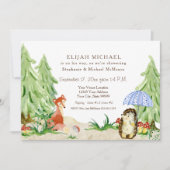 Woodland Tree Forest Fox Hedgehog Boy Baby Shower Invitation (Front)