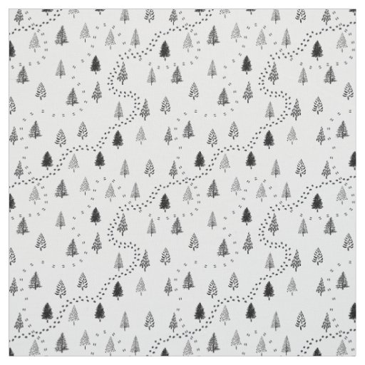 Woodland Tree Path Pattern Fabric