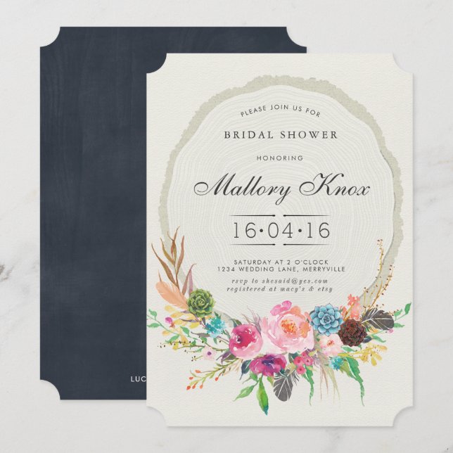 Woodland Tree Ring Bridal Shower Invitation (Front/Back)