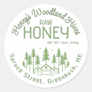 Woodland Trees and Hive Honey Label