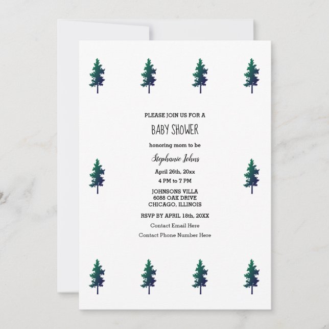 Woodland Trees Boho Baby Shower Boys Girls 2024 Invitation (Front)