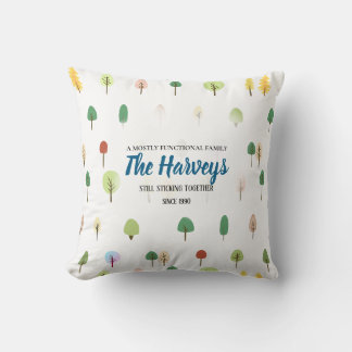 Woodland Trees Personalized Family Photo Throw Pillow