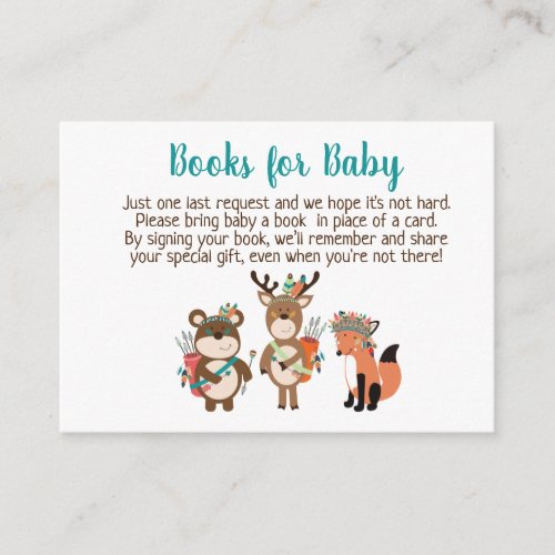 Woodland Tribal Baby Shower Book Request Cards