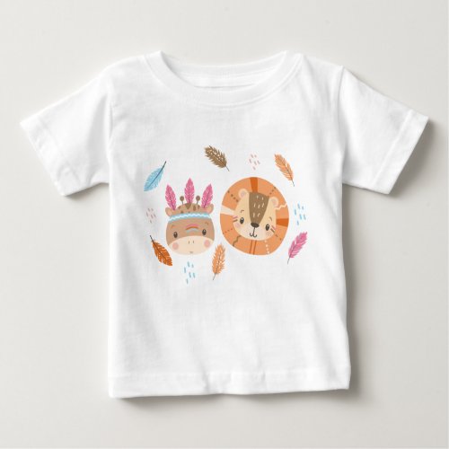 Woodland Tribal Native Americans Seamless Pattern Baby T_Shirt