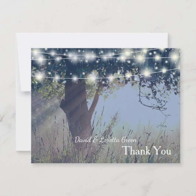 Woodland Twilight Fairy Lights Thank You Card (Front)