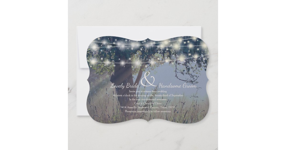 Woodland Twilight Fairy Lights Wedding Invitation Zazzle
