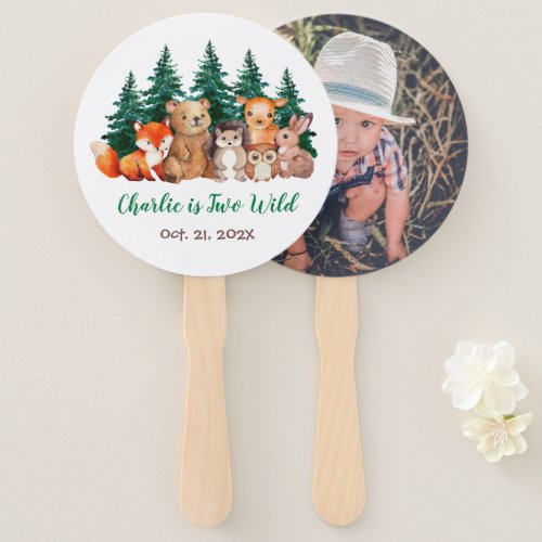 Woodland Two Wild Photo 2nd Birthday Forest Animal Hand Fan