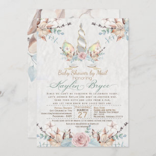 Woodland Unicorn Virtual Baby Shower Kaylin4a Inv Invitation