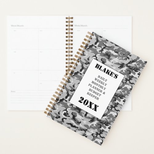 Woodland Urban Camouflage Daily Budget Planner