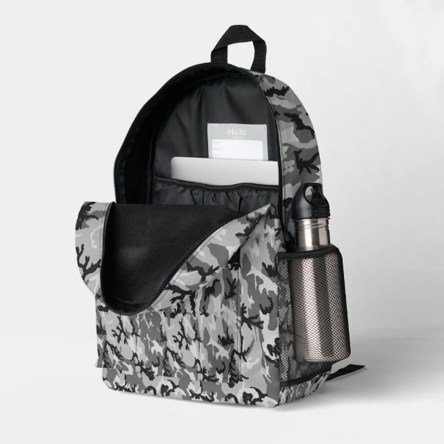 Woodland Urban Military Camouflage  Printed Backpack (Back Corner Right (Open))