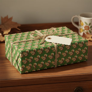 Woodland Vibes Squirrel Wrapping Paper Sheets