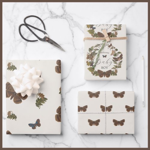 Woodland Vintage Botanical Baby Shower Wrapping Paper Sheets