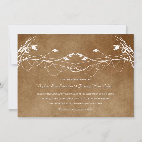 Woodland Vintage Knotted Love Tree Nature Wedding Invitation