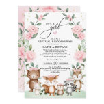 Woodland Virtual Baby Shower Blush Floral Animals Invitation Woodland Virtual Baby Shower Blush Floral Animals Invitation