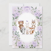 Woodland Virtual Baby Shower Purple Floral Animals Invitation (Back)