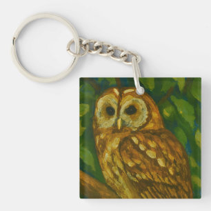 Woodland Watcher – Realistic Owl Art Keychain