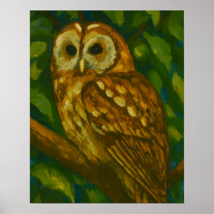 Woodland Watcher – Realistic Owl Art Poster