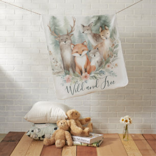 Woodland Watercolor Animals Baby Blanket