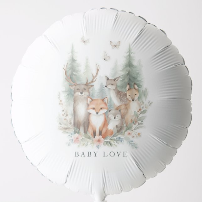 Woodland Watercolor Animals Balloon (Front)