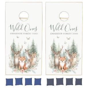 Woodland Watercolor Animals Cornhole Set