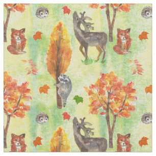 Woodland Watercolor animals Fabric