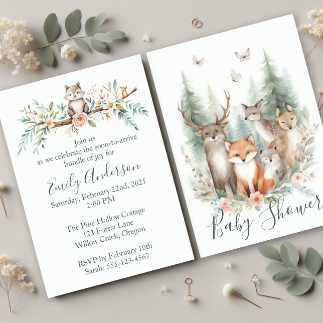 Woodland Watercolor Animals Invitation (Creator Uploaded)