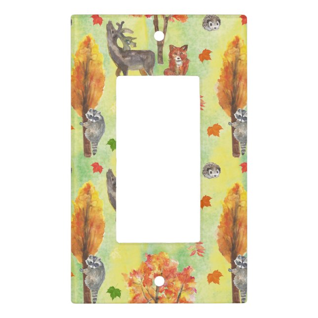 Woodland Watercolor animals Light Switch Cover (Front)
