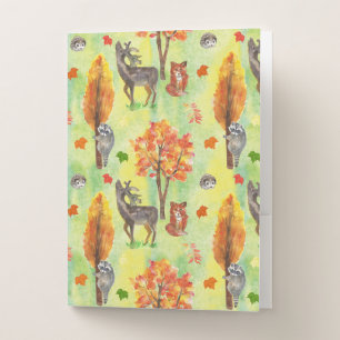 Woodland Watercolor animals Pocket Folder