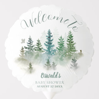 Woodland Watercolor Baby Shower Balloon
