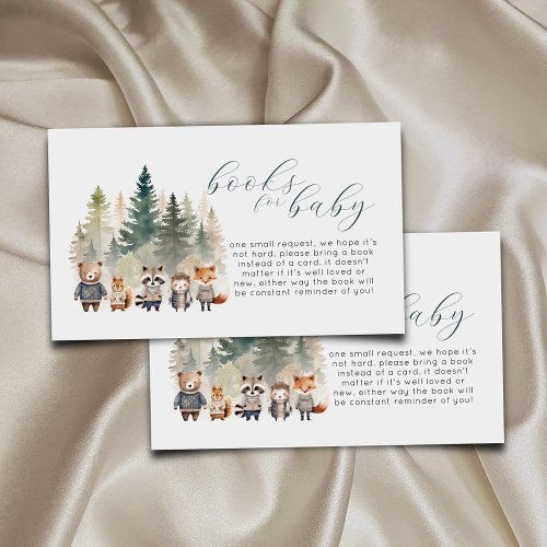 Woodland Watercolor Baby Shower Books for Baby Enclosure Card