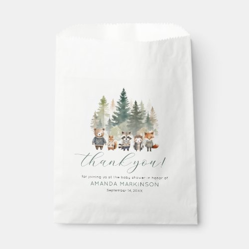 Woodland Watercolor Baby Shower Favor Bag