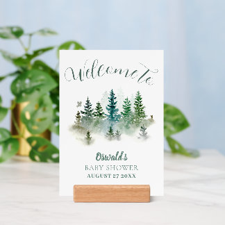 Woodland Watercolor Baby Shower Welcome Holder