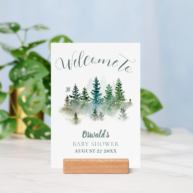Woodland Watercolor Baby Shower Welcome Holder (Insitu 3)