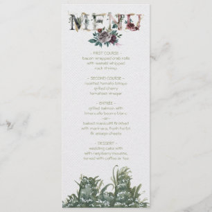 Woodland Watercolor Foliage Wedding menu card