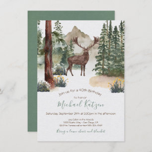 Woodland Watercolor Forest Birthday Invitation