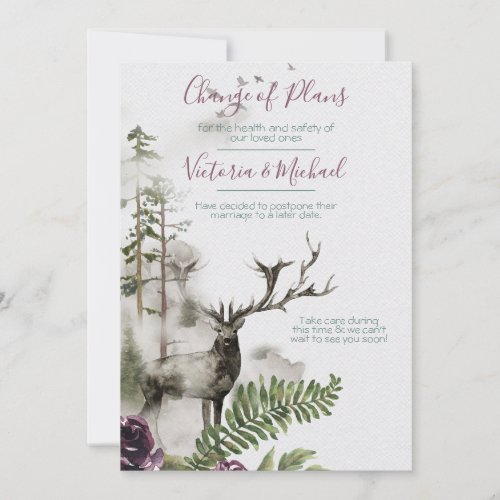 Woodland Watercolor Forest Change of Plans Thank You Card