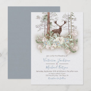 Woodland Watercolor Forest Wedding invitations