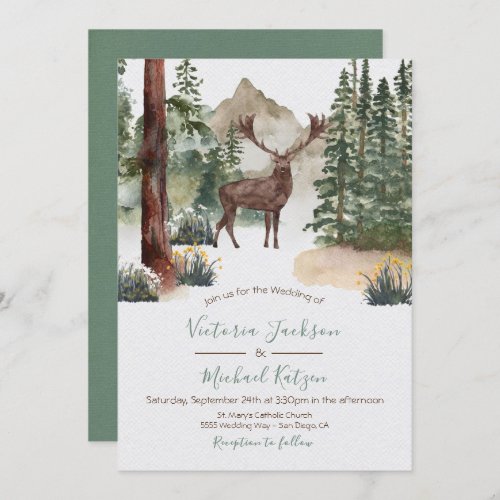 Woodland Watercolor Forest Wedding invitations