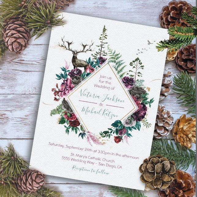 Woodland Watercolor Forest Wedding invitations (Creator Uploaded)