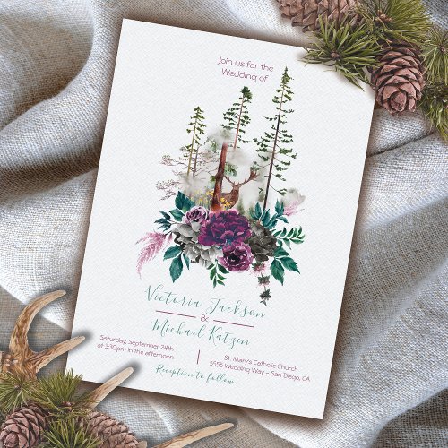 Woodland Watercolor Forest Wedding invitations