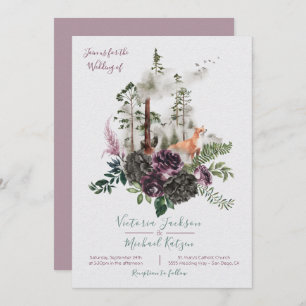 Woodland Watercolor Forest Wedding invitations