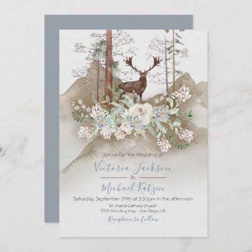 Woodland Watercolor Forest Wedding invitations