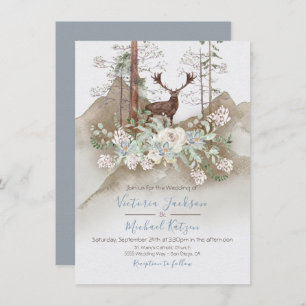 Woodland Watercolor Forest Wedding invitations