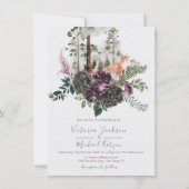 Woodland Watercolor Fox Forest Wedding invitations (Front)